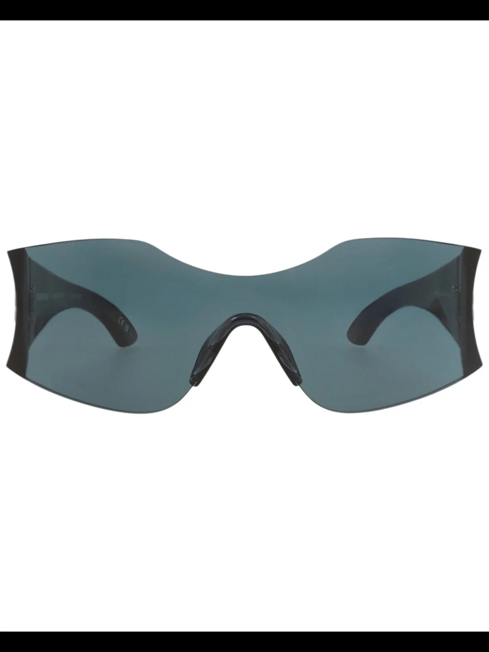 Balenciaga Unisex Shield Sunglasses in Teal-Blue with Silver BB Logo